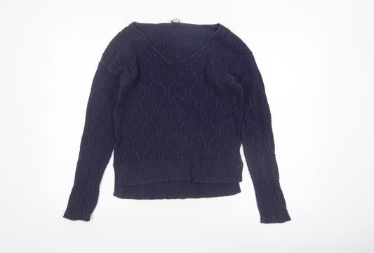 Gap Womens Blue Cable-Knit Cotton Jumper Size 12 Long Sleeve