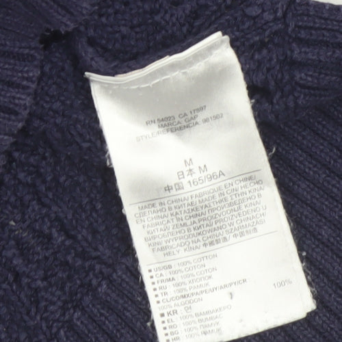 Gap Womens Blue Cable-Knit Cotton Jumper Size 12 Long Sleeve