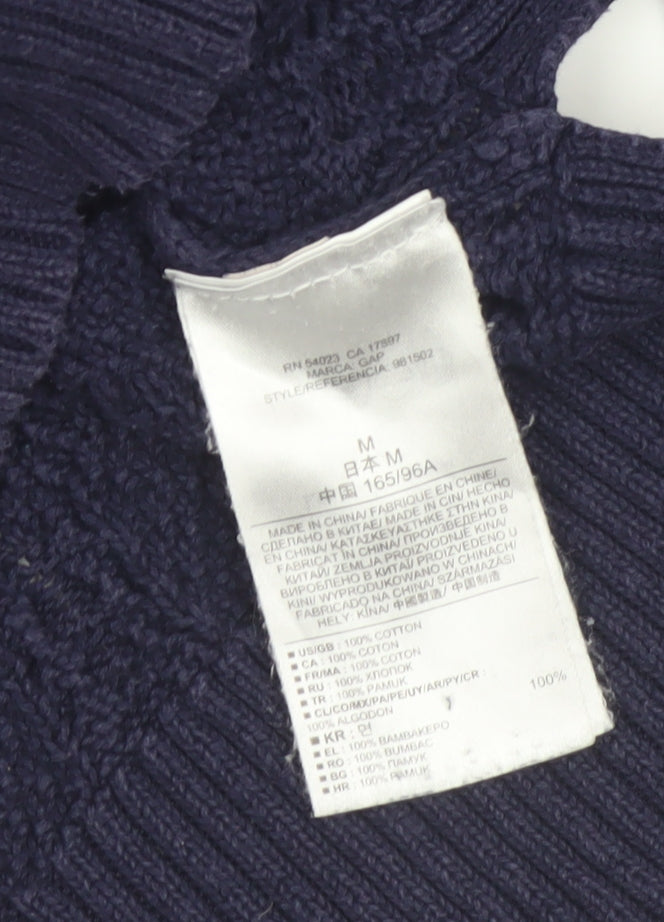 Gap Womens Blue Cable-Knit Cotton Jumper Size 12 Long Sleeve