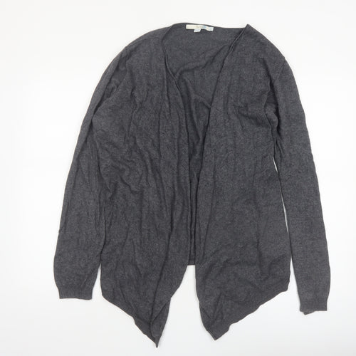 Boden Women Grey Cotton Blend Open Cardigan UK 14 V-Neck Knitwear