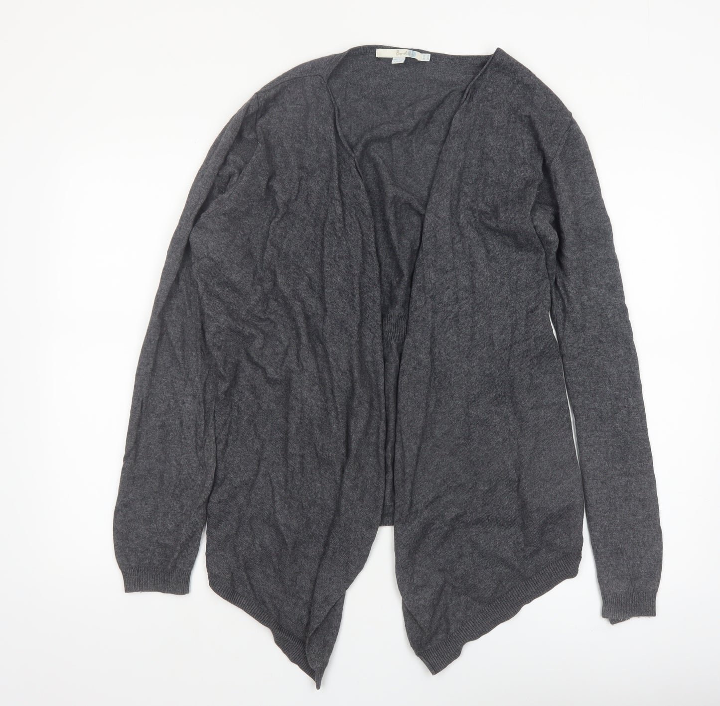Boden Women Grey Cotton Blend Open Cardigan UK 14 V-Neck Knitwear