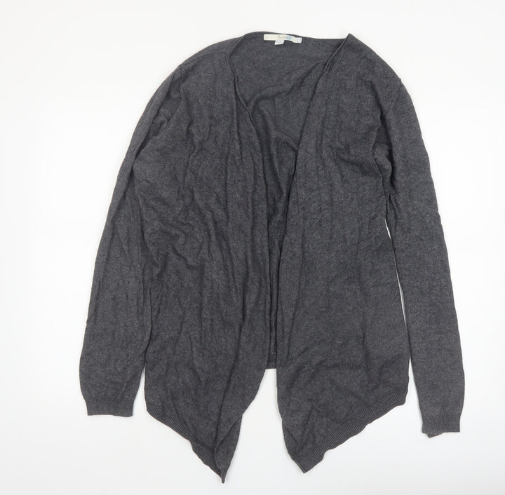 Boden Women Grey Cotton Blend Open Cardigan UK 14 V-Neck Knitwear