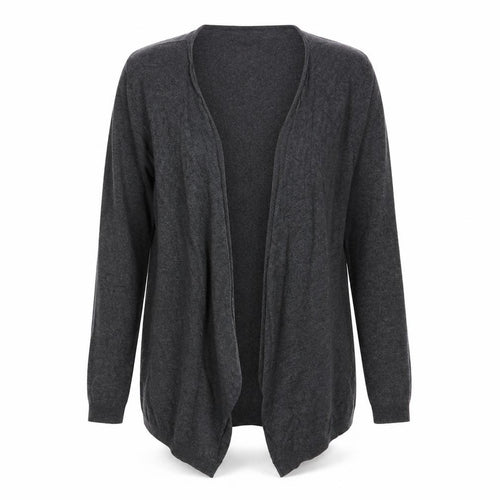 Boden Women Grey Cotton Blend Open Cardigan UK 14 V-Neck Knitwear