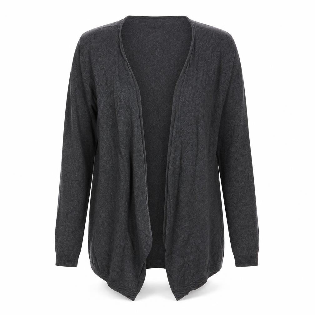 Boden Women Grey Cotton Blend Open Cardigan UK 14 V-Neck Knitwear