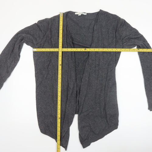 Boden Women Grey Cotton Blend Open Cardigan UK 14 V-Neck Knitwear