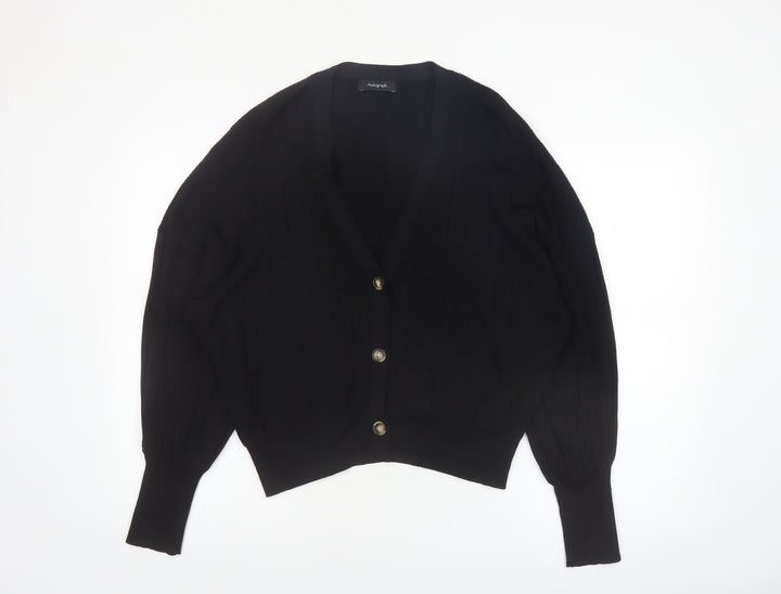 Marks and Spencer Women's Black XL V-Neck Button Knit Cardigan