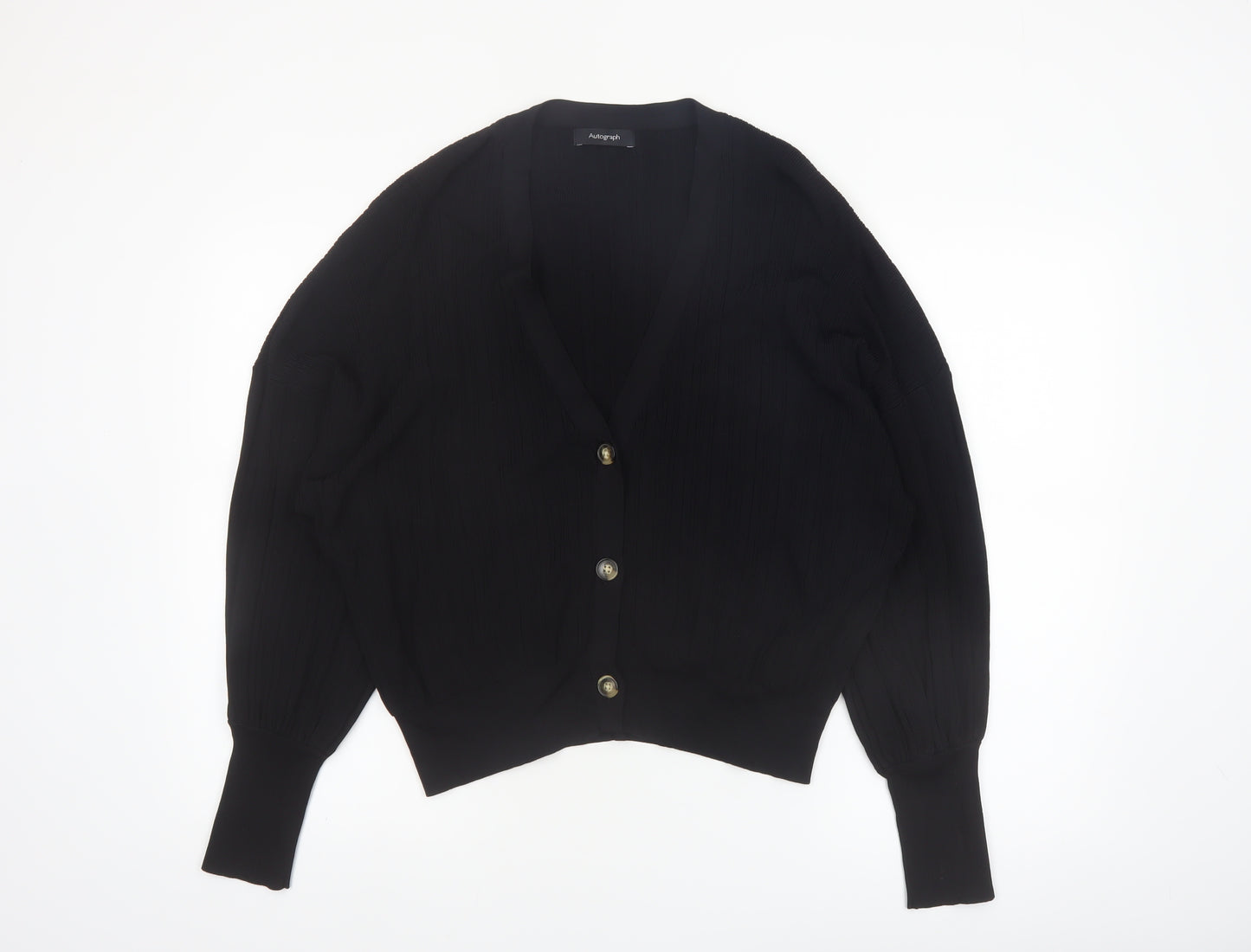 Marks and Spencer Women's Black XL V-Neck Button Knit Cardigan