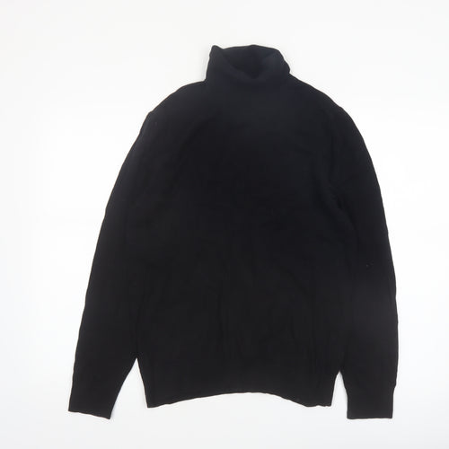 Burton Menswear London Black Roll Neck Jumper Men M Cotton Knit