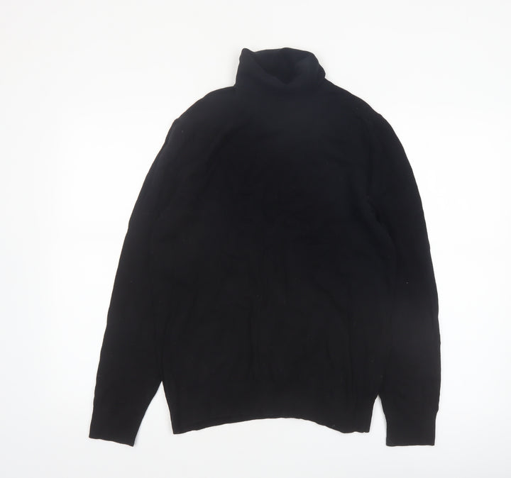 Burton Menswear London Black Roll Neck Jumper Men M Cotton Knit