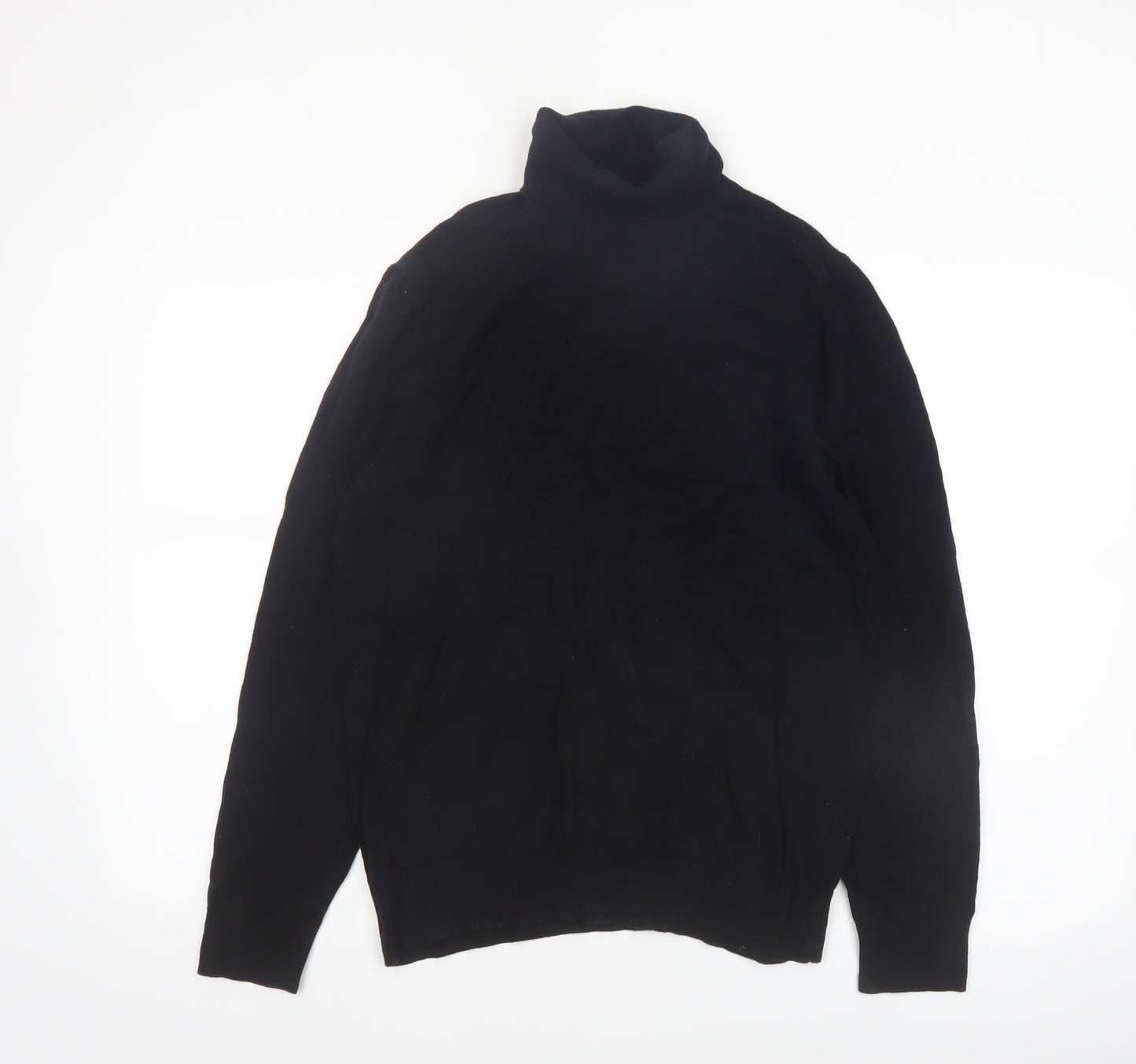 Burton Menswear London Black Roll Neck Jumper Men M Cotton Knit