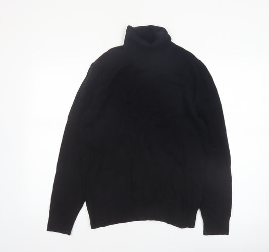 Burton Menswear London Black Roll Neck Jumper Men M Cotton Knit