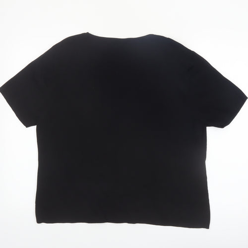 Roman Originals Women's Black L Basic Beaded V-Neck T-Shirt