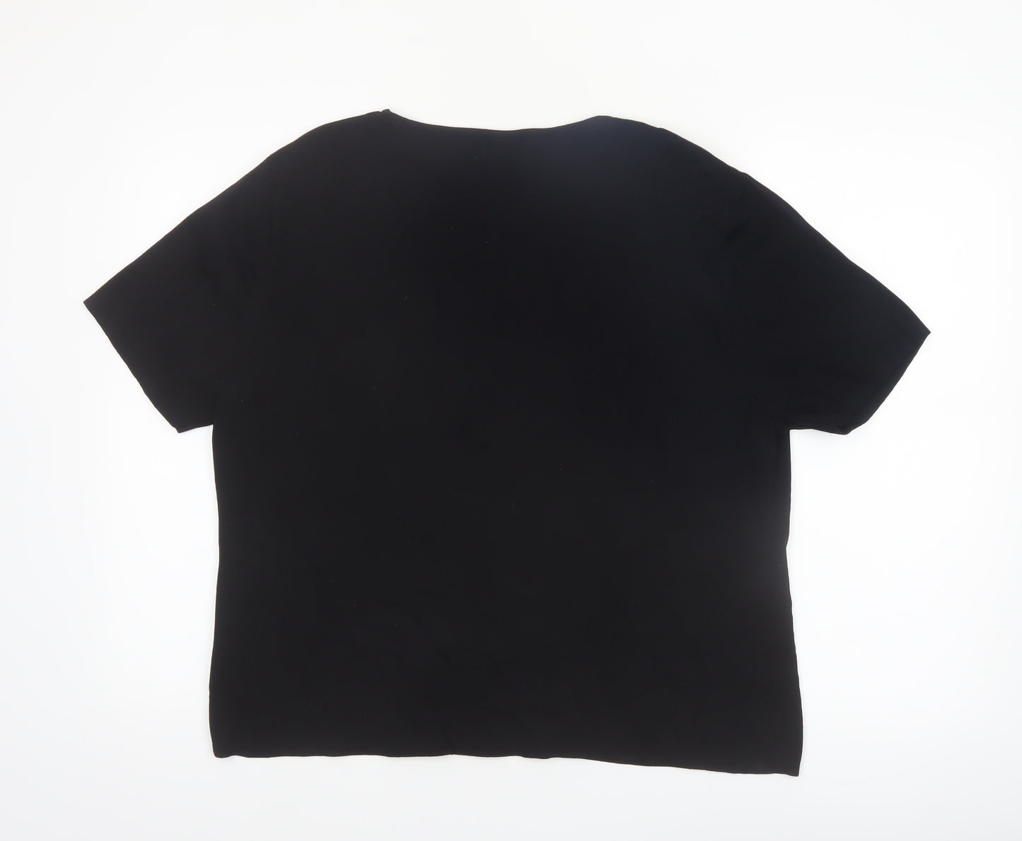 Roman Originals Women's Black L Basic Beaded V-Neck T-Shirt