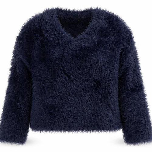 Topshop Women’s Blue Fluffy V-Neck Jumper Size 12