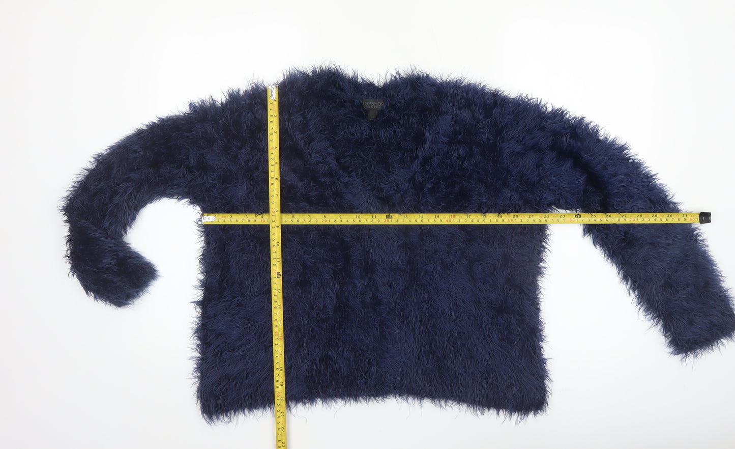 Topshop Women’s Blue Fluffy V-Neck Jumper Size 12