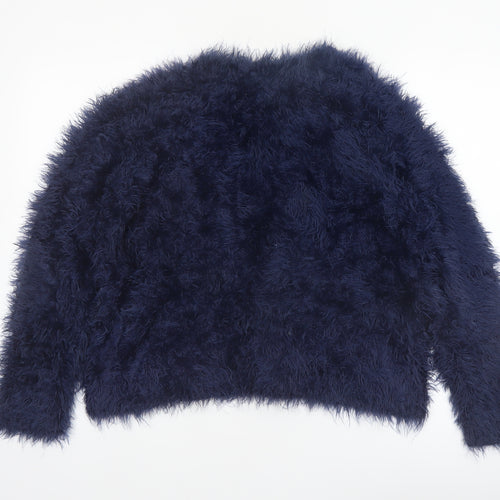 Topshop Women’s Blue Fluffy V-Neck Jumper Size 12