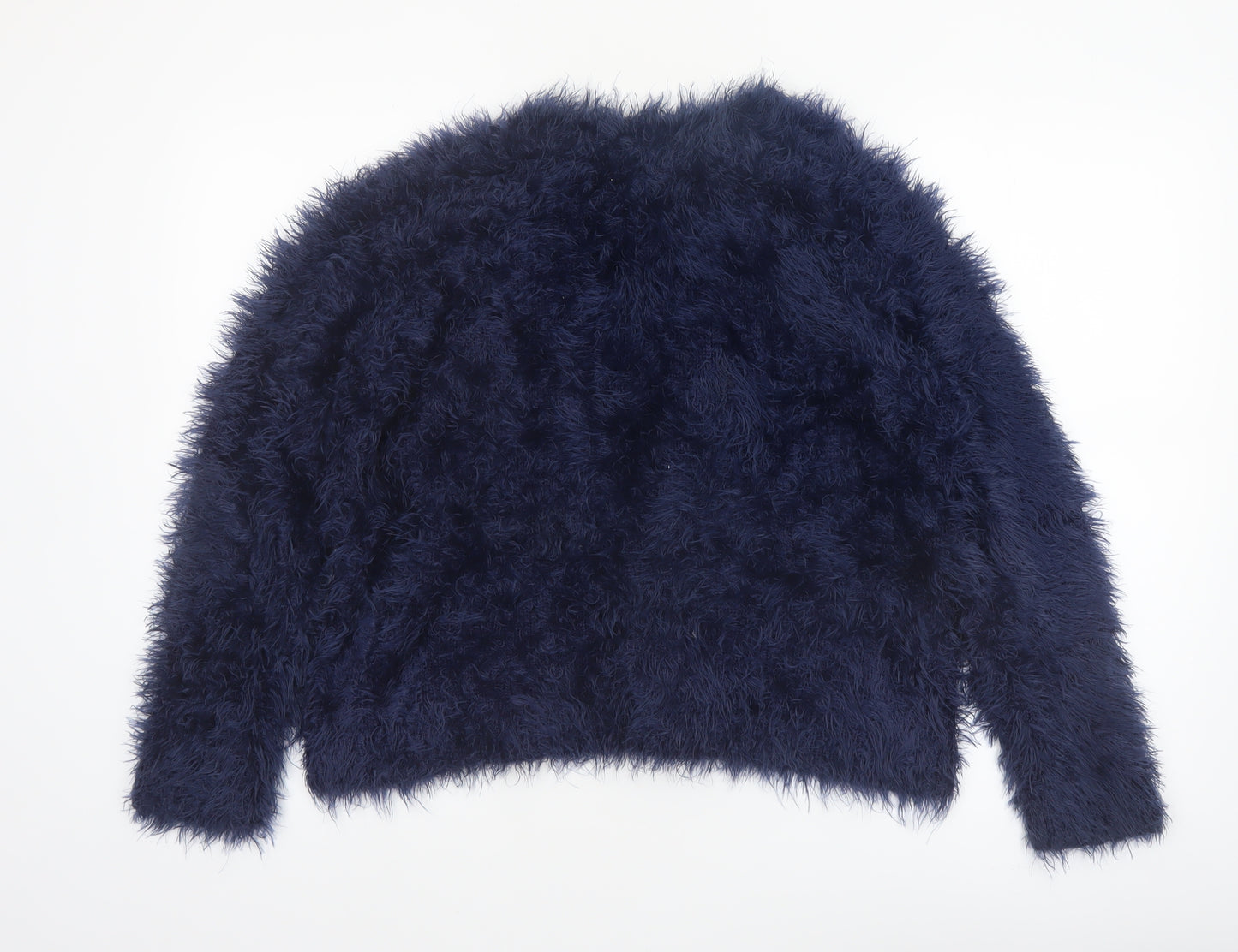 Topshop Women’s Blue Fluffy V-Neck Jumper Size 12