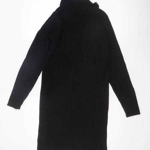 Brave Soul Women's Black Knit Collared Long Sleeve Shirt Dress M