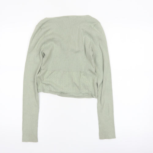 Hollister Women’s Green Knit Cardigan M Scoop Neck Long Sleeve