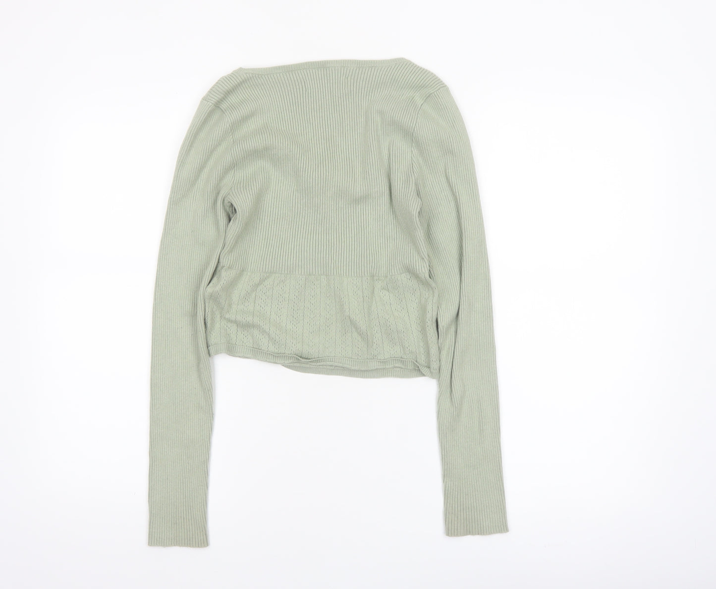 Hollister Women’s Green Knit Cardigan M Scoop Neck Long Sleeve