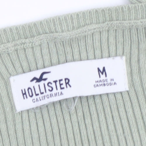 Hollister Women’s Green Knit Cardigan M Scoop Neck Long Sleeve