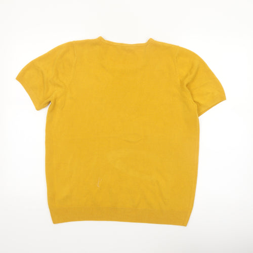 Bonmarché Women's Yellow Acrylic Short Sleeve Scoop Neck Jumper Size 18