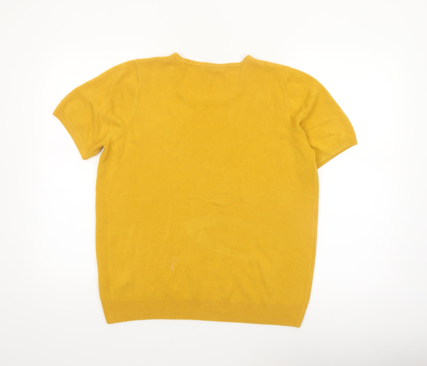 Bonmarché Women's Yellow Acrylic Short Sleeve Scoop Neck Jumper Size 18
