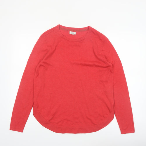 Fat Face Women Red Crew Neck Wool Blend Long Sleeve Pullover Jumper Size 12