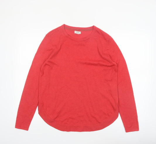Fat Face Women Red Crew Neck Wool Blend Long Sleeve Pullover Jumper Size 12