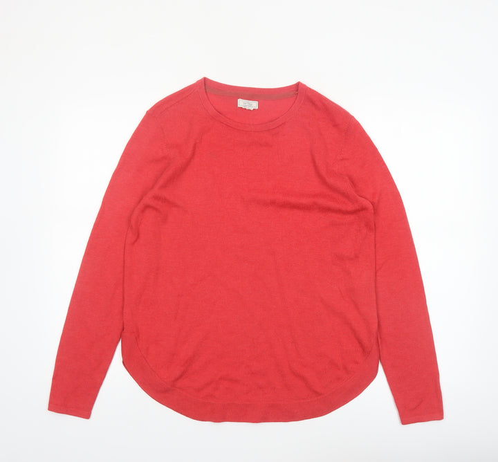 Fat Face Women Red Crew Neck Wool Blend Long Sleeve Pullover Jumper Size 12