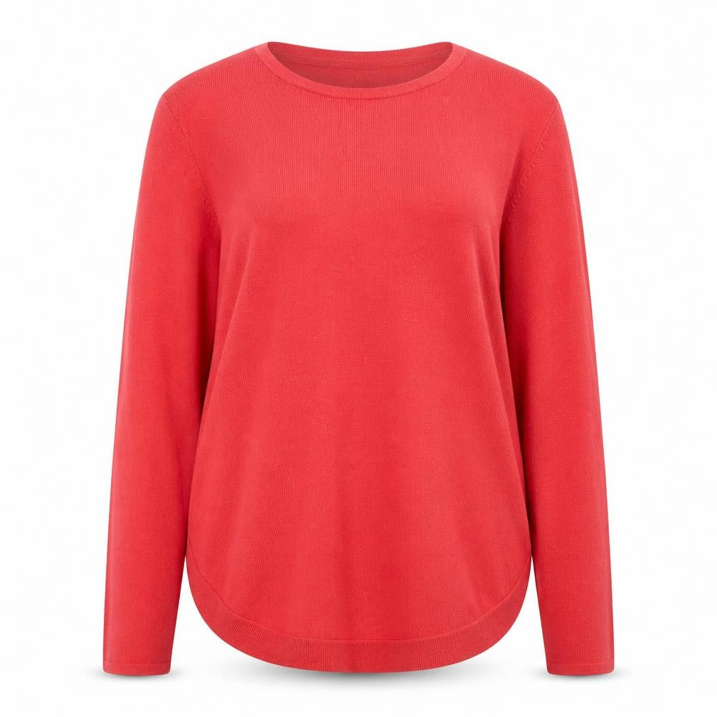 FatFace Women Red Crew Neck Wool Blend Long Sleeve Pullover Jumper Size 12