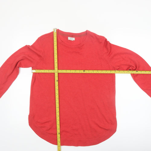 Fat Face Women Red Crew Neck Wool Blend Long Sleeve Pullover Jumper Size 12
