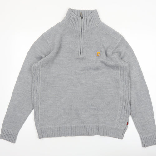 Pierre Cardin Men's Grey 1/2 Zip Knit Jumper M