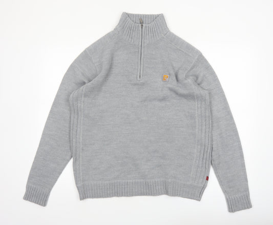 Pierre Cardin Men's Grey 1/2 Zip Knit Jumper M