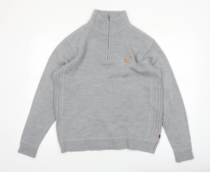 Pierre Cardin Men's Grey 1/2 Zip Knit Jumper M