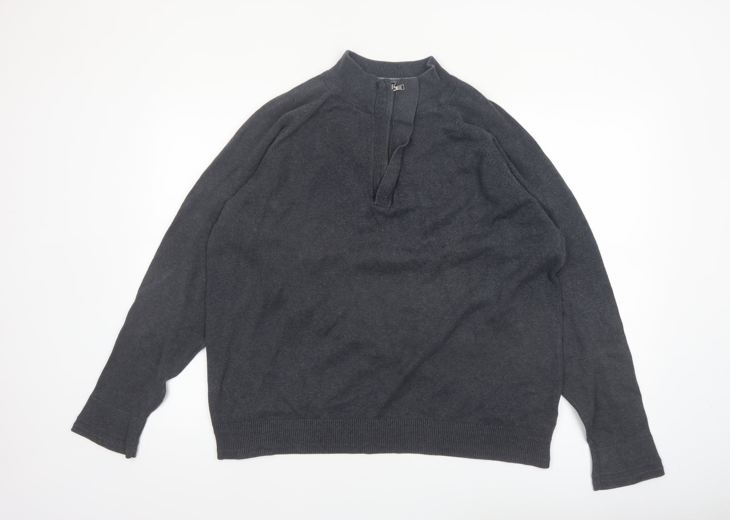 Marks and Spencer Men’s Grey XL 1/4 Zip Cotton Jumper