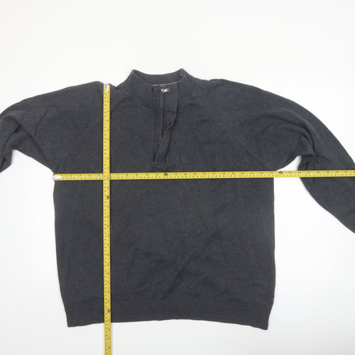 Marks and Spencer Men’s Grey XL 1/4 Zip Cotton Jumper