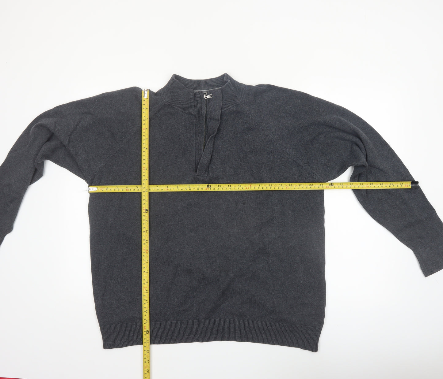 Marks and Spencer Men’s Grey XL 1/4 Zip Cotton Jumper