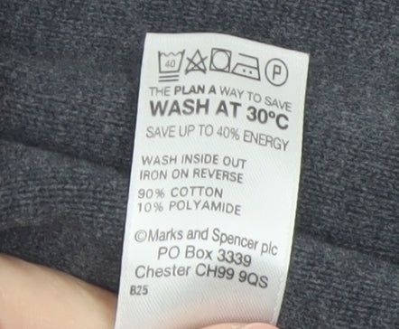 Marks and Spencer Men’s Grey XL 1/4 Zip Cotton Jumper