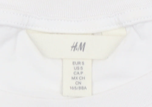 H&M Women’s White Flutter Sleeve Cotton T-Shirt Size 10