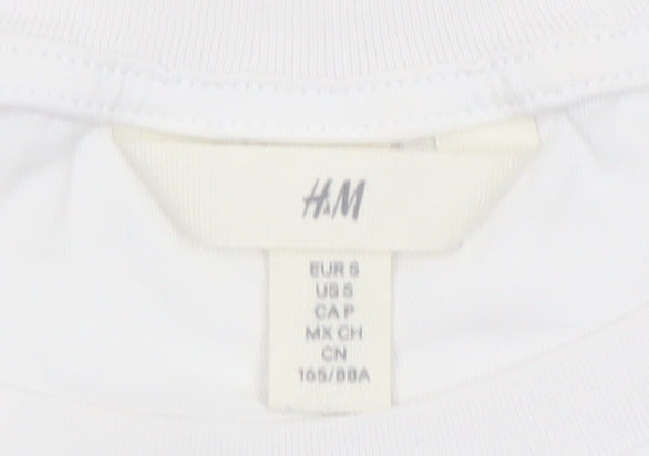H&M Women’s White Flutter Sleeve Cotton T-Shirt Size 10