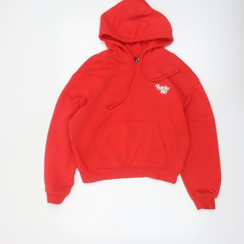 H&M Divided Women Red Pullover Hoodie Size S Cotton Fleece Casual