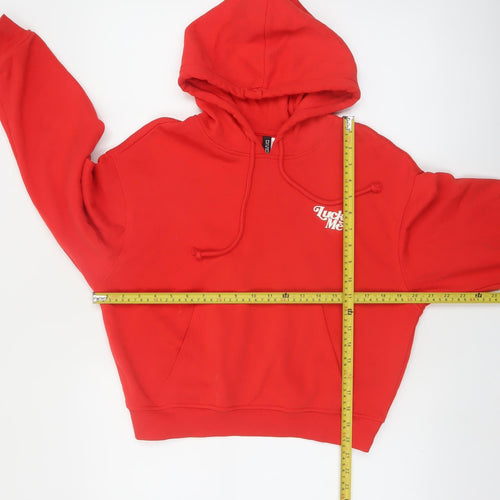 H&M Divided Women Red Pullover Hoodie Size S Cotton Fleece Casual