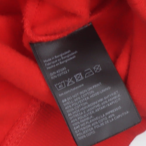 H&M Divided Women Red Pullover Hoodie Size S Cotton Fleece Casual