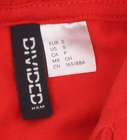 H&M Divided Women Red Pullover Hoodie Size S Cotton Fleece Casual
