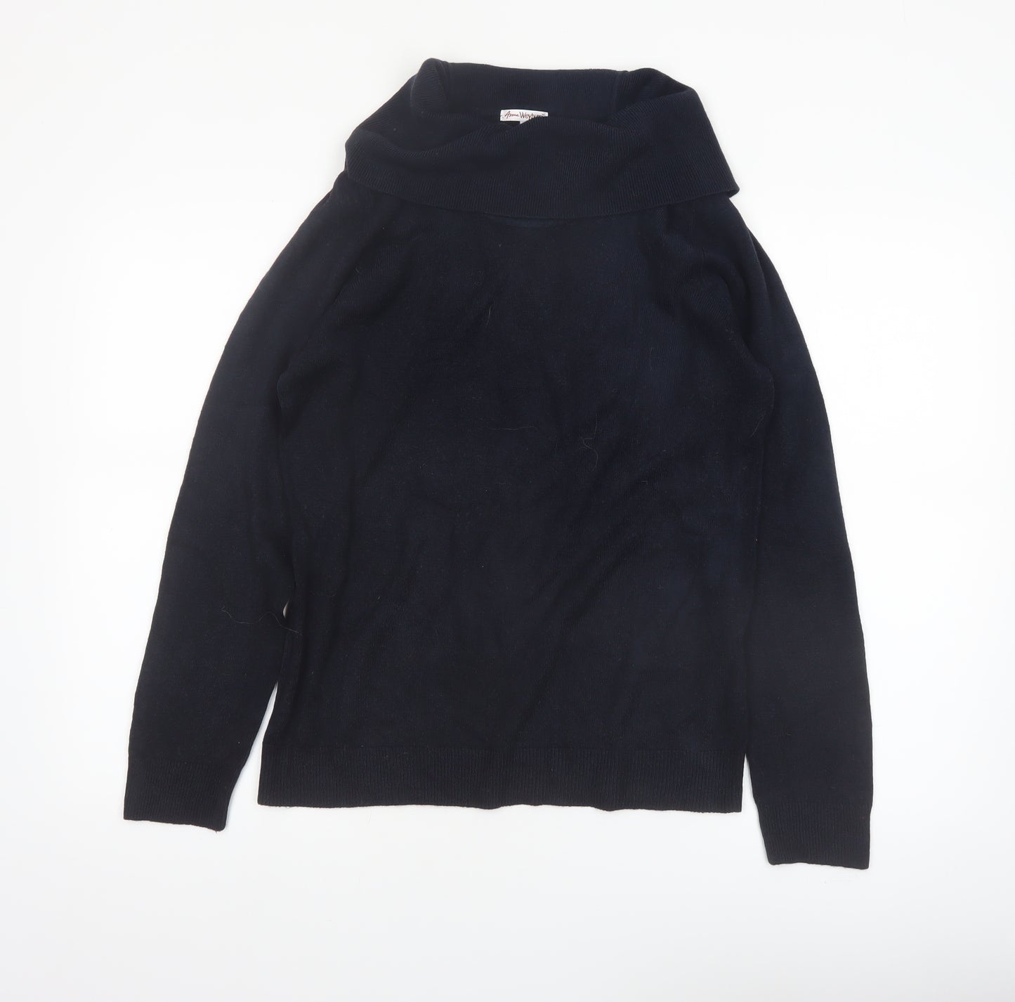 Anne Weyburn Women Black Size 14 Cowl Neck Long Sleeve Jumper