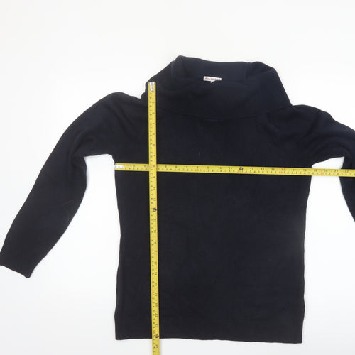 Anne Weyburn Women Black Size 14 Cowl Neck Long Sleeve Jumper