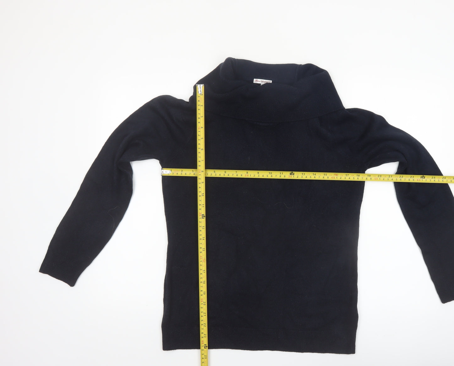 Anne Weyburn Women Black Size 14 Cowl Neck Long Sleeve Jumper