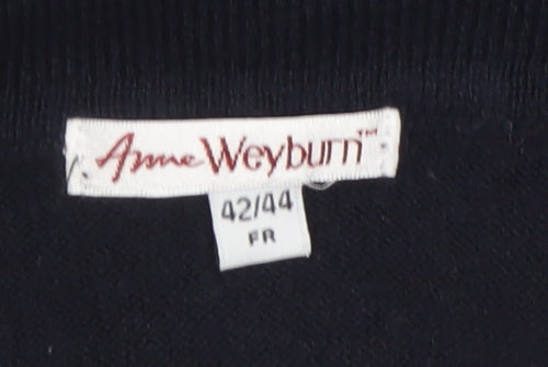 Anne Weyburn Women Black Size 14 Cowl Neck Long Sleeve Jumper