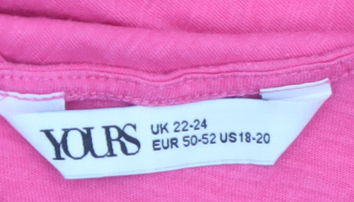 Yours Clothing Women Pink Embroidered Cotton Plus Size 22 Sleeveless Top